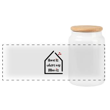 Home is where my mom is - Declaration of love to mom - Panoramic Cookie Jar with Wooden Lid - white - Front