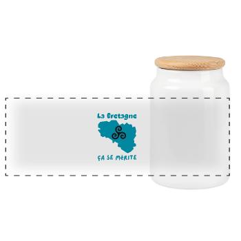 La Bretagne , ça se mérite 1 - Boîte à biscuits avec couvercle en bois - blanc - Devant