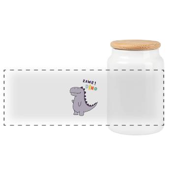 Dino Design - Boîte à biscuits avec couvercle en bois - blanc - Devant