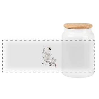 Sitting Skeleton - Panoramic Cookie Jar with Wooden Lid - white - Front