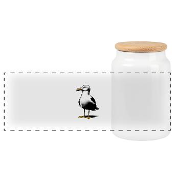 Möwe lacht | Lachmöwe - Panorama Keksdose mit Holzdeckel - Weiß - Vorne