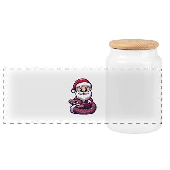serpent cobra père noël dessin animé - Boîte à biscuits avec couvercle en bois - blanc - Devant