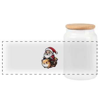 Hamster Père Noël dessin animé - Boîte à biscuits avec couvercle en bois - blanc - Devant