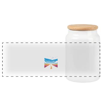 ROAD TRIP DESIGN - Panoramic Cookie Jar with Wooden Lid - white - Front