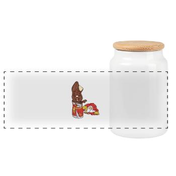 Christmas // Easter // Illustration - Panoramic Cookie Jar with Wooden Lid - white - Front
