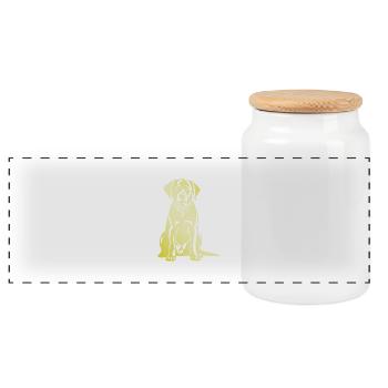Labrador Hund Silhouette - Panorama Keksdose mit Holzdeckel - Weiß - Vorne
