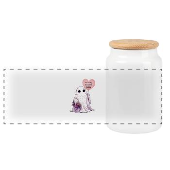 Valentinstags Geist | Niedlich | Geschenk - Panorama Keksdose mit Holzdeckel - Weiß - Vorne