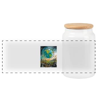 Our Earth - Panoramic Cookie Jar with Wooden Lid - white - Front