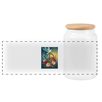 Peace - Panoramic Cookie Jar with Wooden Lid - white - Front