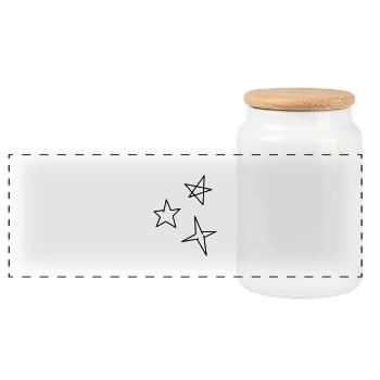 Stars - Panoramic Cookie Jar with Wooden Lid - white - Front