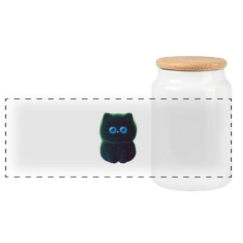 Feed Me Human, Cat lover shirt, Bags, Shirt, Tank - Panoramic Cookie Jar with Wooden Lid - white - Front
