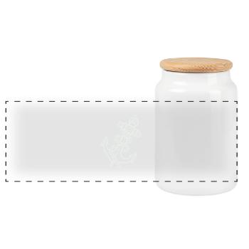 Anchor icon - Panoramic Cookie Jar with Wooden Lid - white - Front