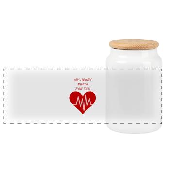 My heart beats for you - Panoramic Cookie Jar with Wooden Lid - white - Front