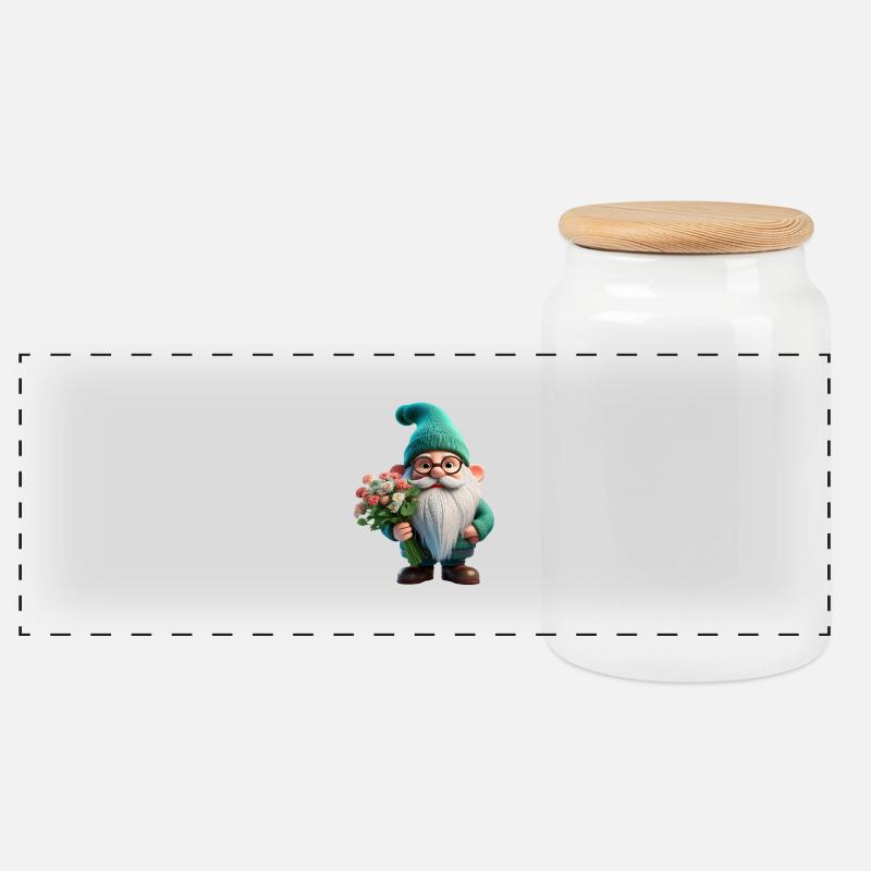 Nain de jardin Saint-Valentin - Boîte à biscuits avec couvercle en bois - blanc