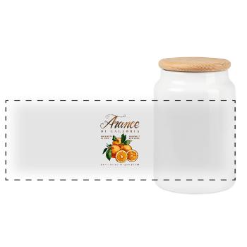 Oranges from Calabria - Panoramic Cookie Jar with Wooden Lid - white - Front