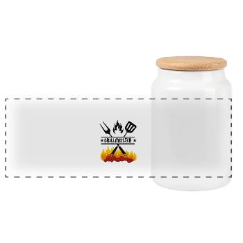 Grillmeister - Panorama Keksdose mit Holzdeckel - Weiß - Vorne
