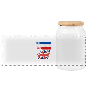 OLD SCHOOL BIKER UK - Panorama Keksdose mit Holzdeckel - Weiß - Vorne