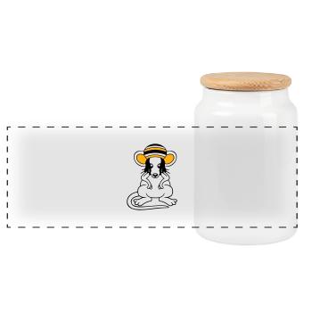 Mouse Raggae Jamaica Hat Rasta Lure Chill Hat - Panoramic Cookie Jar with Wooden Lid - white - Front