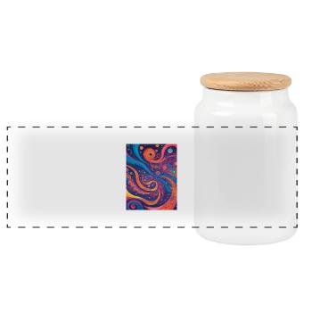 Cosmic abstraction - Panoramic Cookie Jar with Wooden Lid - white - Front