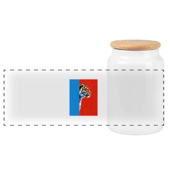 Tigre sur un fond coloré - Boîte à biscuits avec couvercle en bois - blanc - Devant