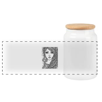 Abstract portrait - Panoramic Cookie Jar with Wooden Lid - white - Front