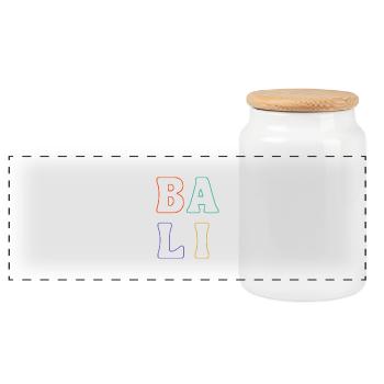 Colorful Bali Indonesia - Panoramic Cookie Jar with Wooden Lid - white - Front