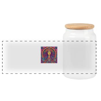 Virgo Spirituality Gift - Panoramic Cookie Jar with Wooden Lid - white - Front