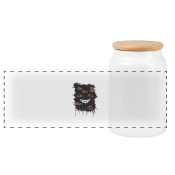 Creepy Dripping Smile - Dark Aesthetic Horror Art - Panoramic Cookie Jar with Wooden Lid - white - Front