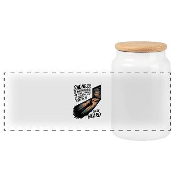 Embracing Sadness – Strength in Vulnerability - Panoramic Cookie Jar with Wooden Lid - white - Front