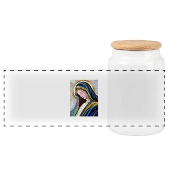 The Queen of Heaven - Panoramic Cookie Jar with Wooden Lid - white - Front
