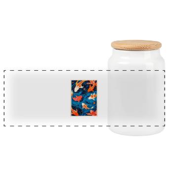 La danse des carpes koï - Boîte à biscuits avec couvercle en bois - blanc - Devant