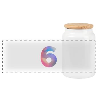 Colorful Number 7 - Panoramic Cookie Jar with Wooden Lid - white - Front