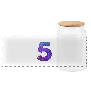 Numéro 5 galaxie - Boîte à biscuits avec couvercle en bois - blanc - Devant