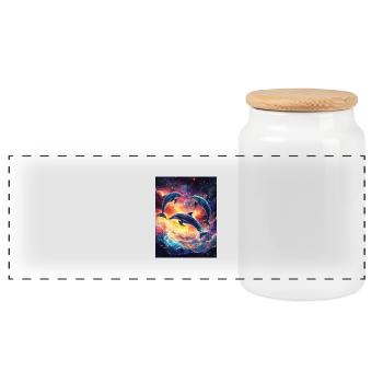 Dauphin Océan Galaxie Espace Dauphins de l’espace - Boîte à biscuits avec couvercle en bois - blanc - Devant