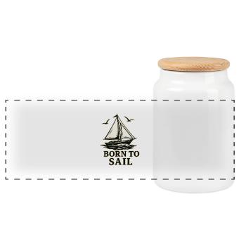 Born to Sail – Voilier d’aventure design vintage - Boîte à biscuits avec couvercle en bois - blanc - Devant