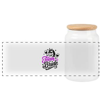 Team Bride Unicorn - Panoramic Cookie Jar with Wooden Lid - white - Front