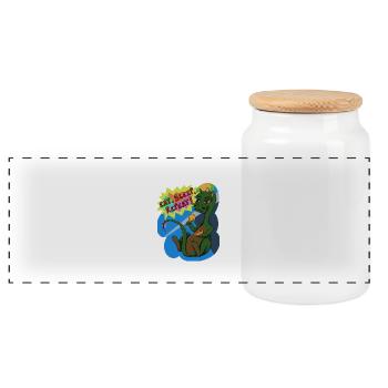 Eat sleep repeat - Panoramic Cookie Jar with Wooden Lid - white - Front