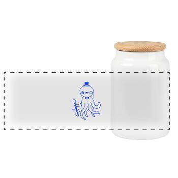 Kraken Mr. Sir Top Hat Monocle Glasses Empire - Panoramic Cookie Jar with Wooden Lid - white - Front