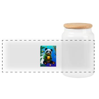 Cyber Lemon Bamboo Panda - Panoramic Cookie Jar with Wooden Lid - white - Front