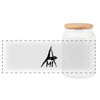 ami graceful woman - Panoramic Cookie Jar with Wooden Lid - white - Front