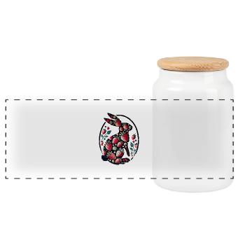 Lapin fraise Lapin - Boîte à biscuits avec couvercle en bois - blanc - Devant