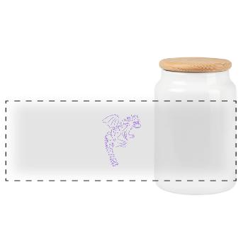 Nuri the Little Dragon, Purple - Panoramic Cookie Jar with Wooden Lid - white - Front
