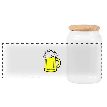 Bier Comic Bierglas - Panorama Keksdose mit Holzdeckel - Weiß - Vorne