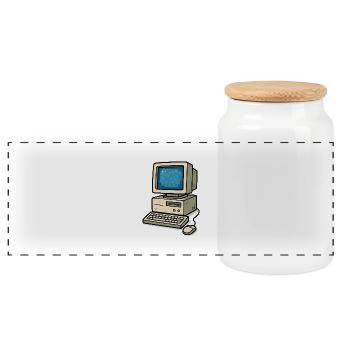Computer Old School - Panoramic Cookie Jar with Wooden Lid - white - Front
