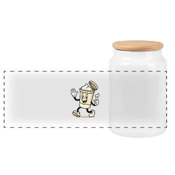 Tasse à glace bande dessinée - Boîte à biscuits avec couvercle en bois - blanc - Devant