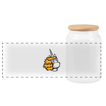Licorne heureux sourire amical bande dessinée dessin animé - Boîte à biscuits avec couvercle en bois - blanc - Devant