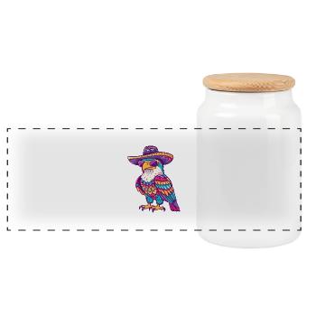 Adler Comic Lustig Sombrero - Panorama Keksdose mit Holzdeckel - Weiß - Vorne