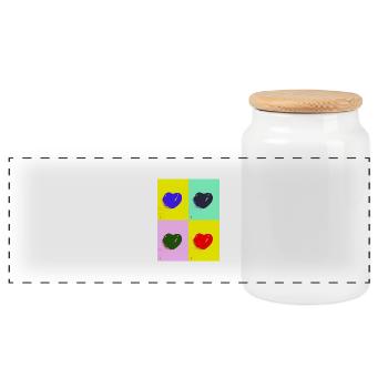 Pop art heart - Panoramic Cookie Jar with Wooden Lid - white - Front
