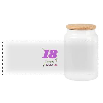 Funny 18th Birthday T-Shirt - '18 I Can Legally... - Panoramic Cookie Jar with Wooden Lid - white - Front