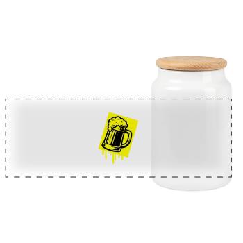 Beer Mug Beer Icon - Panoramic Cookie Jar with Wooden Lid - white - Front